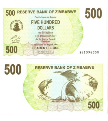 Зимбабве бона 500 долларов 2006