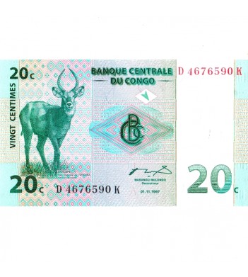 Конго бона 20 сантимов 1997