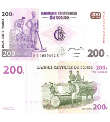 Конго бона 200 франков 2007