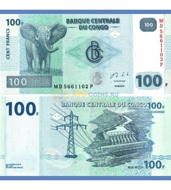 Конго бона 100 франков 2013