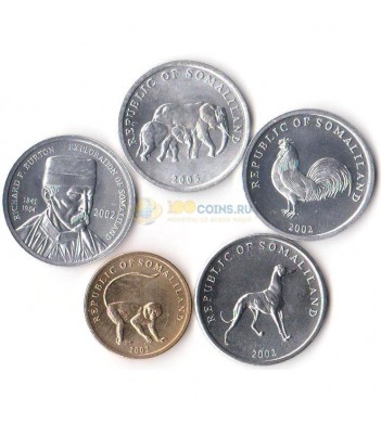 Сомалиленд 2002-2005 набор 5 монет Животные