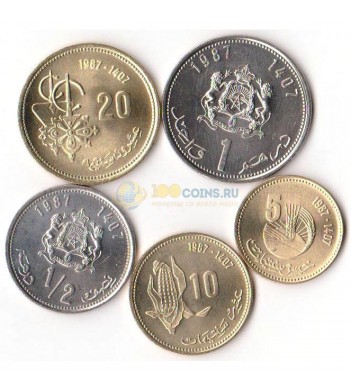 Марокко 1987 набор 5 монет