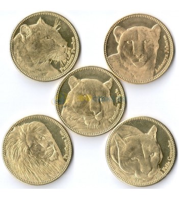 Сомалиленд 2016 набор 5 монет Дикие кошки