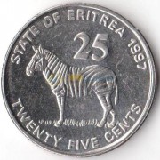 Эритрея 1997 25 центов Зебра Эритрея 1997 25 центов Зебра