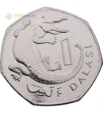 Монета Гамбия 2016 1 даласи Крокодил