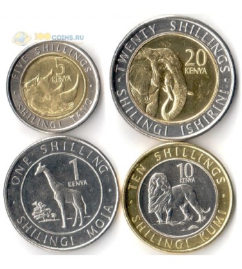 Кения 2018 набор 4 монеты Животные
