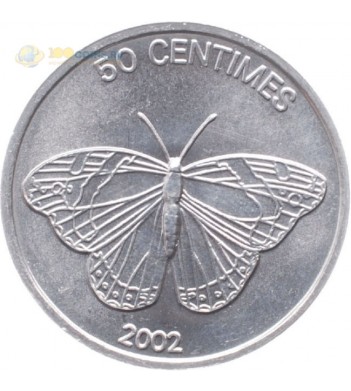 Конго 2002 50 сентим Бабочка