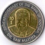 Намибия 2010 10 долларов 20 лет Банку