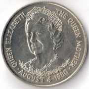 Тристан-да-Кунья 1980 25 пенсов 80 лет Королеве матери Тристан-да-Кунья 1980 25 пенсов 80 лет Королеве матери