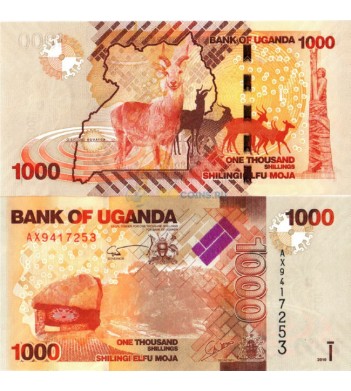 Уганда бона 1000 шиллингов 2010 Антилопы