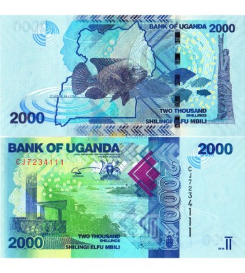 Уганда бона 2000 шиллингов 2019 Рыба