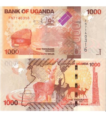 Уганда банкнота 1000 шиллингов 2022 Антилопы