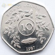 Уганда 1987 10 шиллингов Уганда 1987 10 шиллингов