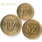 Заир 1987-1988 набор 3 монеты