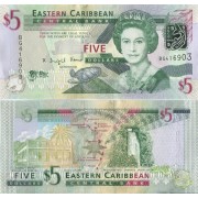 Восточные Карибы бона 5 долларов 2008 Восточные Карибы бона 5 долларов 2008