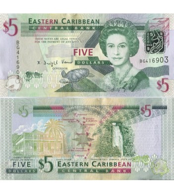 Восточные Карибы бона 5 долларов 2008