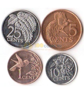 Тринидад и Тобаго 1976-2016 набор 4 монеты