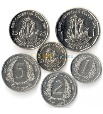 Восточные Карибы 2002-2015 набор 6 монет