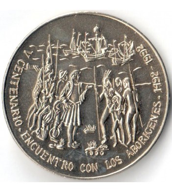 Куба 1990 1 песо Встреча Колумба с аборигенами