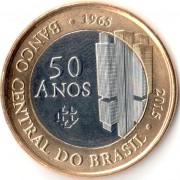 Бразилия 2015 1 реал 50 лет банку