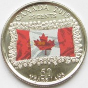 Канада 2015 25 центов 50 лет флагу цветная