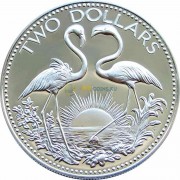 Багамские острова 1976 2 доллара Фламинго