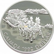 Канада 1992 1 доллар Кингстонский дилижанс proof Канада 1992 1 доллар Кингстонский дилижанс proof