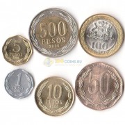 Чили 2006-2008 набор 6 монет Чили 2006-2008 набор 6 монет
