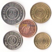 Гайана 1967-1996 набор 5 монет