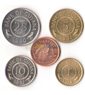 Гайана 1967-1996 набор 5 монет