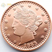 США унция медная Либерти 1883