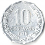 Чили 1976-1979 10 сентаво Чили 1976-1979 10 сентаво