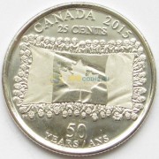 Канада 2015 25 центов 50 лет флагу