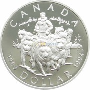 Канада 1994 1 доллар Патруль на собачьих упряжках proof Канада 1994 1 доллар Патруль на собачьих упряжках proof