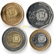 Доминикана 2008-2010 набор 4 монеты Доминикана 2008-2010 набор 4 монеты