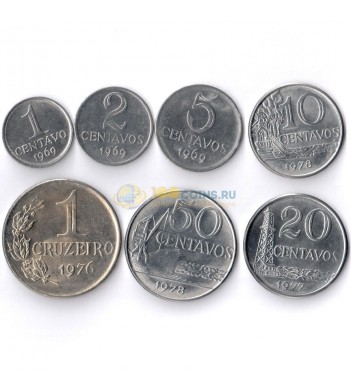 Бразилия 1969-1978 Набор 7 монет