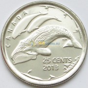 Канада 2013 25 центов Гренландские киты (матовая)