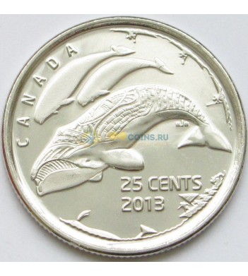 Канада 2013 25 центов Гренландские киты (матовая)