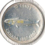 Канада 1967 10 центов 100 лет Конфедерации рыба (серебро)