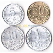 Чили 1975-1979 набор 4 монеты Чили 1975-1979 набор 4 монеты