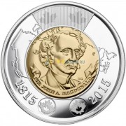 Канада 2015 2 доллара Сэр Джон А. Макдональд