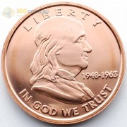 США унция медная Бенджамин Франклин