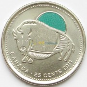Канада 2011 25 центов Лесной бизон цветная