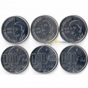 Бразилия 1988 Набор 3 монеты 100 крузадо Отмена рабства