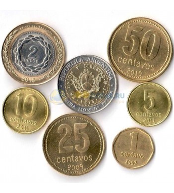 Аргентина 1993-2015 набор 7 монет