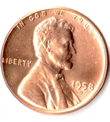США 1958 1 цент D