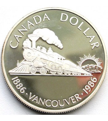 Канада 1986 1 доллар Паровоз 100 лет Ванкуверу (proof)