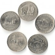 США Набор 5 монет 5 центов Освоение Дикого Запада