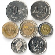 Эквадор 1988-1997 набор 7 монет Эквадор 1988-1997 набор 7 монет