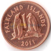 Фолклендские острова 2011 1 пенни Пингвины